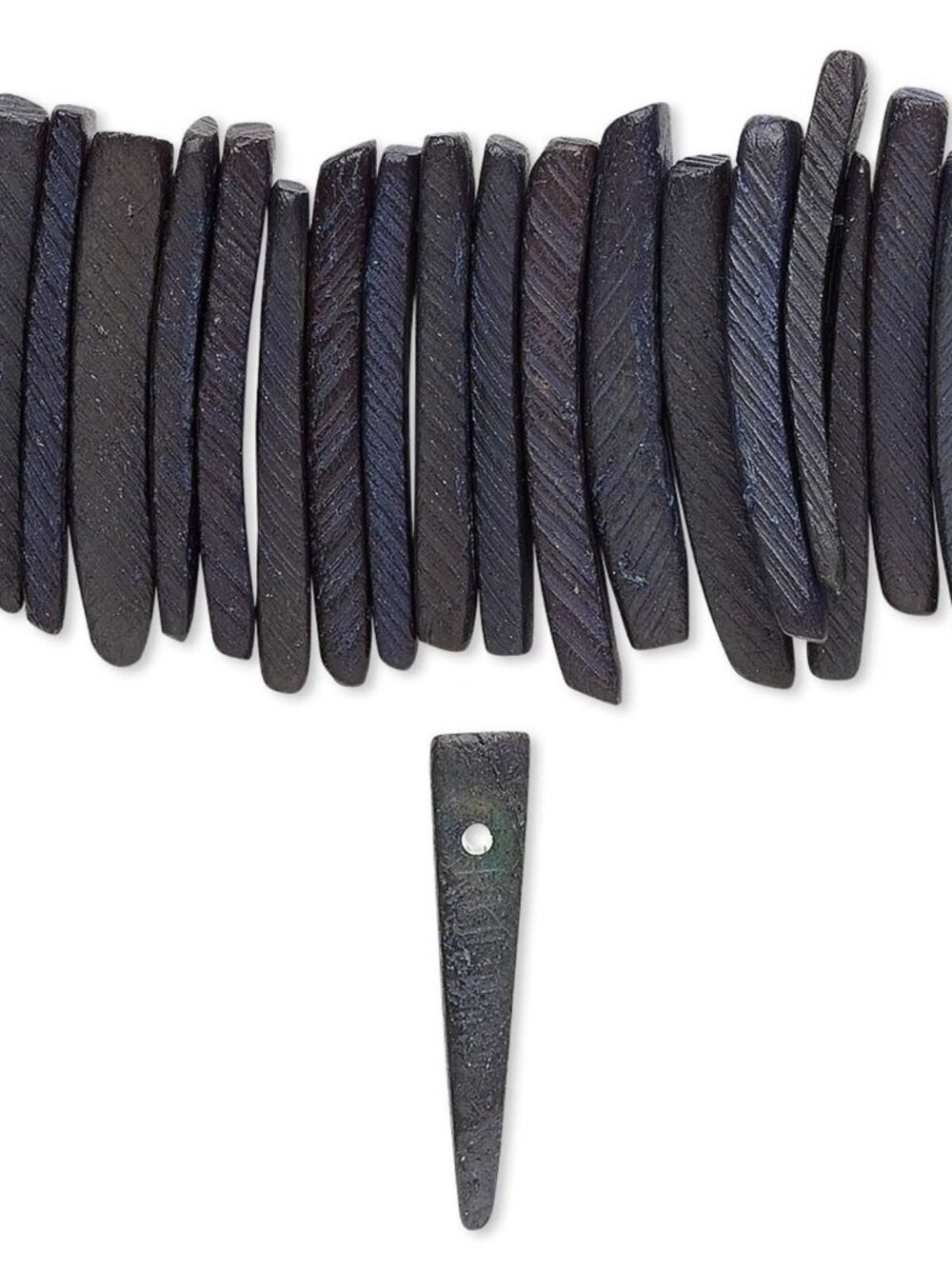 Philippines Coconut Palm Wood Dark Grey 25x4mm Dagger Stick Beads 20 pcs